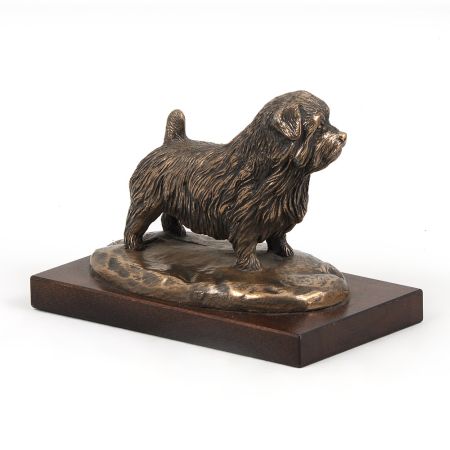 Norfolk Terrier statue on wooden base