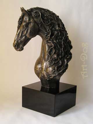 BIG FRIESIAN horse bronze statue